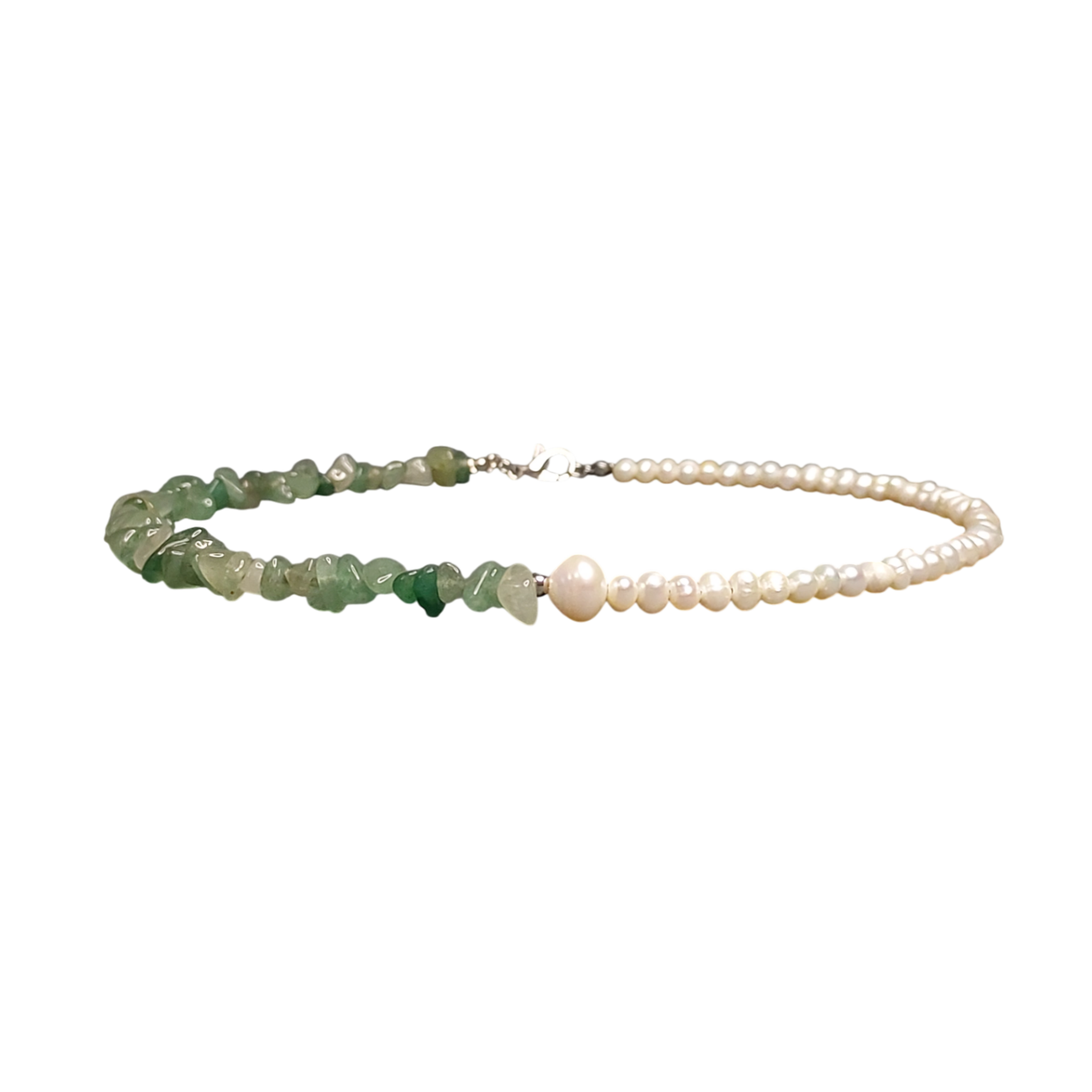 Жіночий чокер з перлин та нефриту